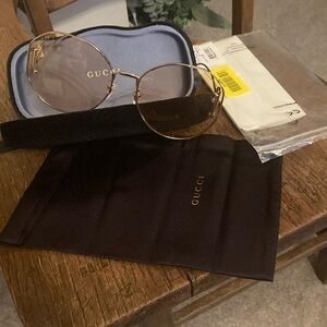Gucci GG Gold-Gold-Pink Sunglasses Full Inclusion NWT